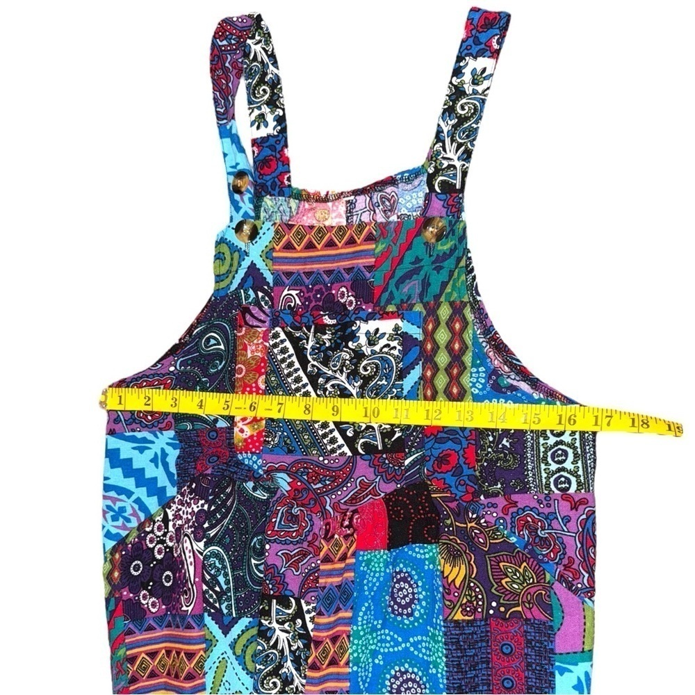 Hippie Boho Kantha Patchwork Multi Color Jumpsuit, Overalls, Bohemian Romper - Picture 11 of 16